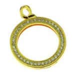 Prívesok (otvárací) QUOINS pozlátený s bielymi zirkónmi QHO-16-R