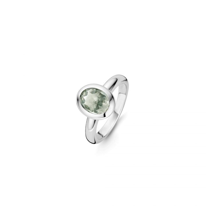 Prsteň TI SENTO so zeleným kameňom 12005GG
