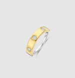 Prsteň TI SENTO so zirkónmi pozlátený 12403ZY