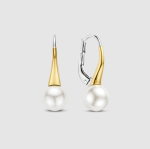 Náušničky TI SENTO s bielou perlou pozlátené 78062YP