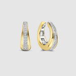 Náušničky TI SENTO s vrstvenými zirkónovými kruhmi pozlátené 78049ZY