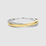 Náramok TI SENTO pevný so zirkónmi pozlátený 23090ZY